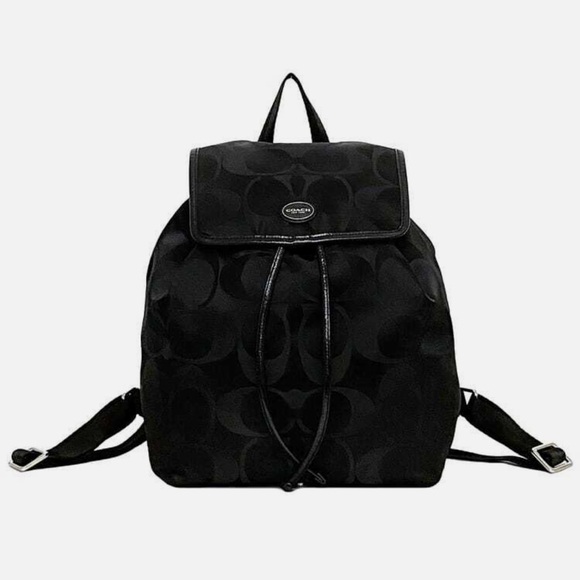 Coach Handbags - Coach Rucksack EC-22300 Black Signature F77350 Good Condition Canvas Leather